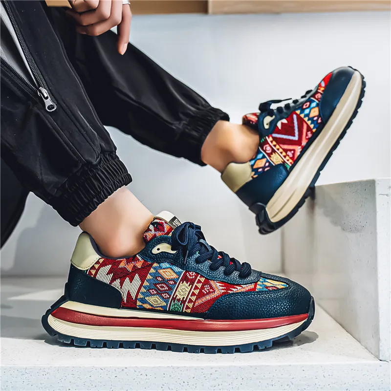 BINGO DUCK Slip Resistant Low Top Chunky Sneakers Men's-2