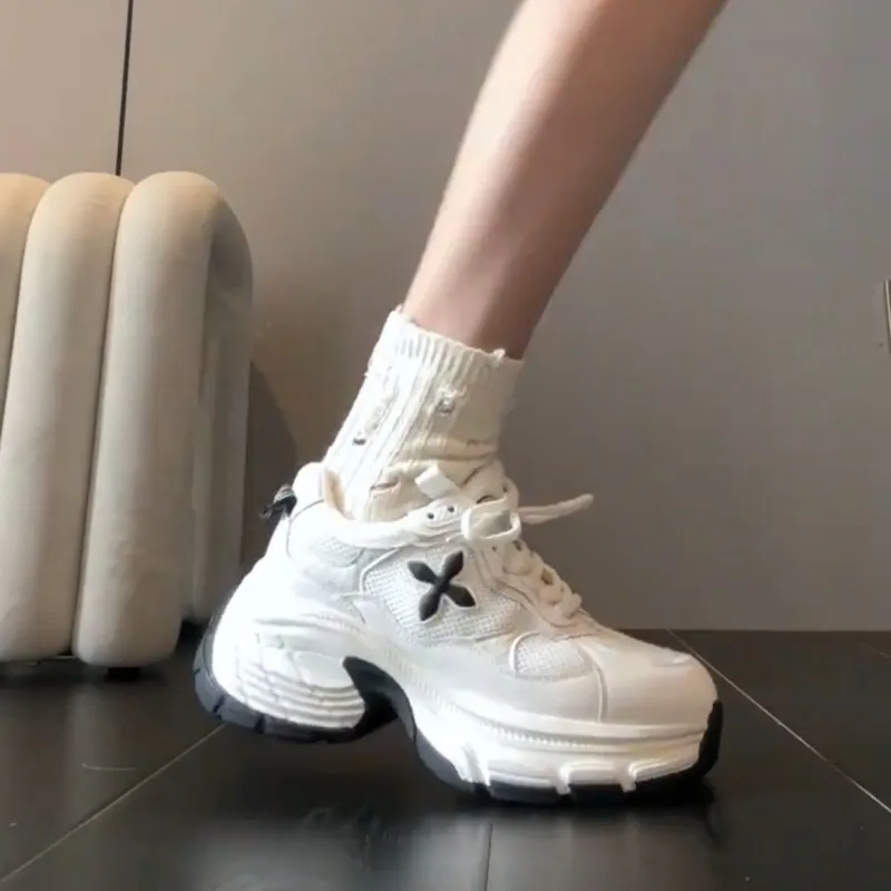 PARK DANCE Low Top Chunky Sneakers Women's Ecru-7