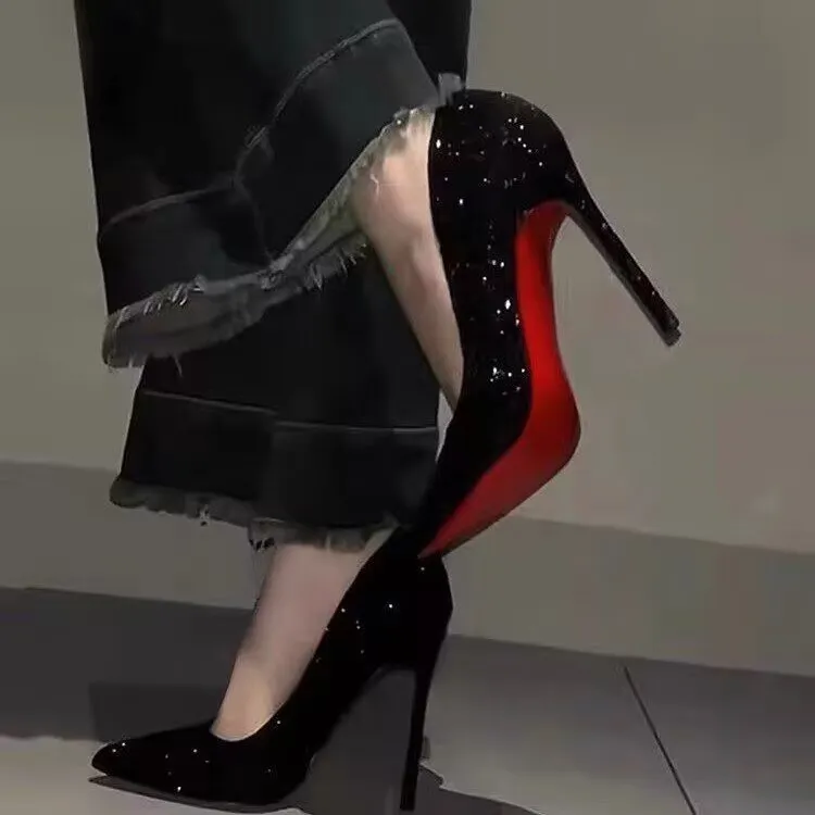 PARK DANCE Slim Heel High Heels Women's Black-3