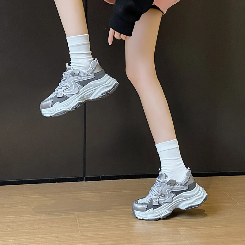 BINGO DUCK Coverage, Breathable, Height Increasing Mid Top Chunky Sneakers Women's-8