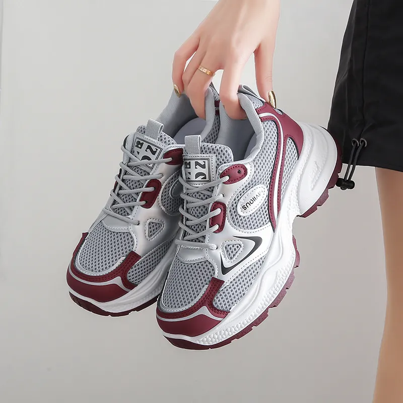 BINGO DUCK Slip Resistant, Height Increasing, And Breathable Low Top Chunky Sneakers Women's-3