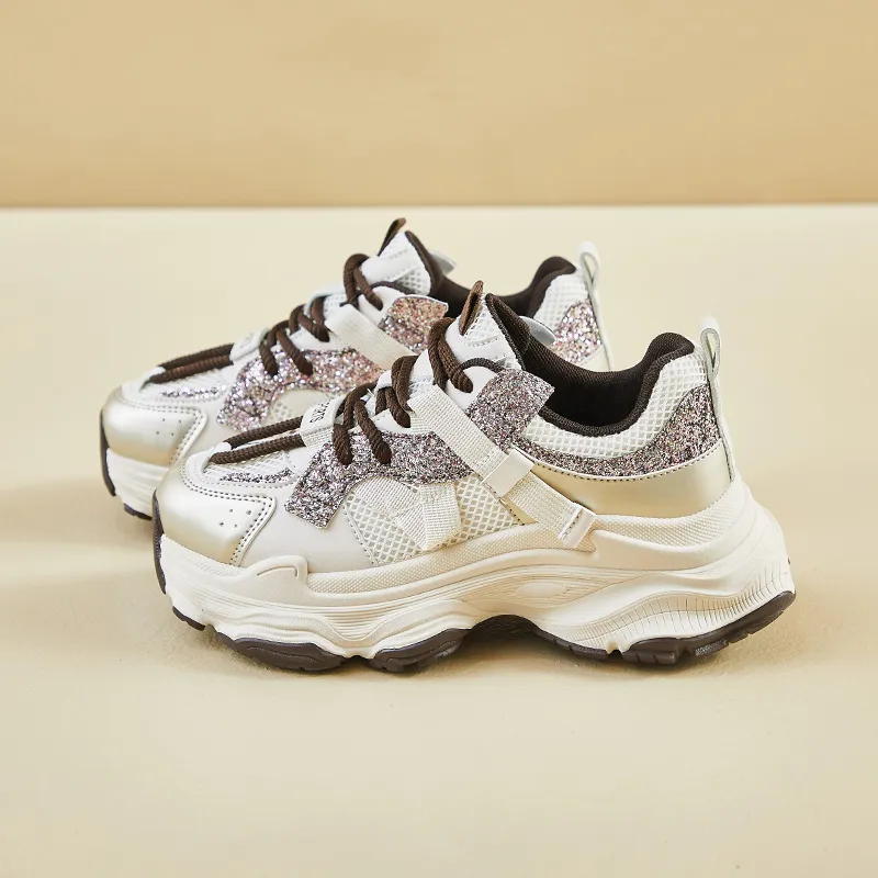 BINGO DUCK Shock Absorbers With Slip Resistant Features Low Top Chunky Sneakers Women's-1