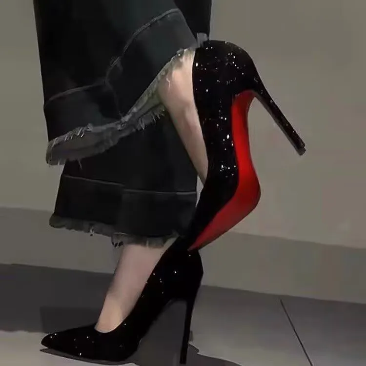 PARK DANCE Slim Heel High Heels Women's Black-9