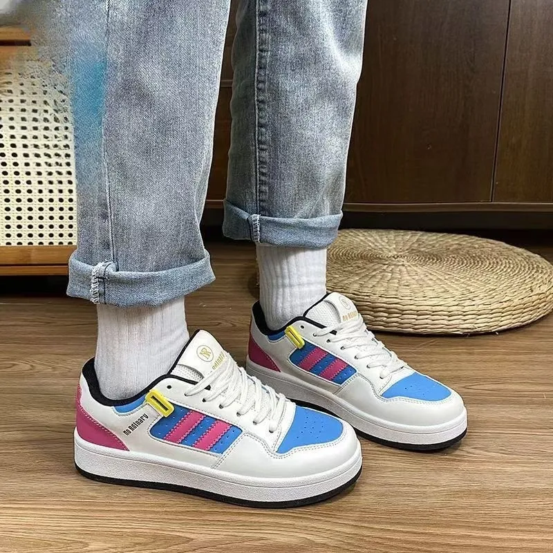 JimiXiong Low Top Skateboard Shoes Women's White Blue Red-1