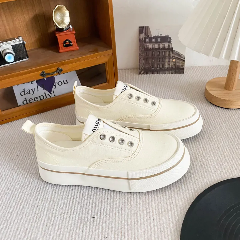 JimiXiong Canvas Shoes Women's Low Top Black/Ecru/Blue/Pink/Burberry Khaki-4