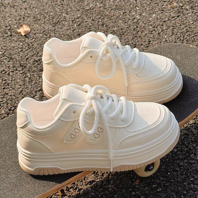 BINGO DUCK Coverage Slip Resistant Height Increasing Low Top Skateboard Shoes Women's-10