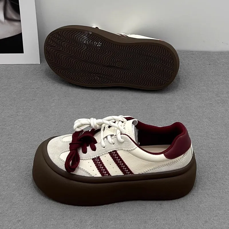 BINGO DUCK Thermal Coverage Skateboard Shoes Women's Burgundy-7