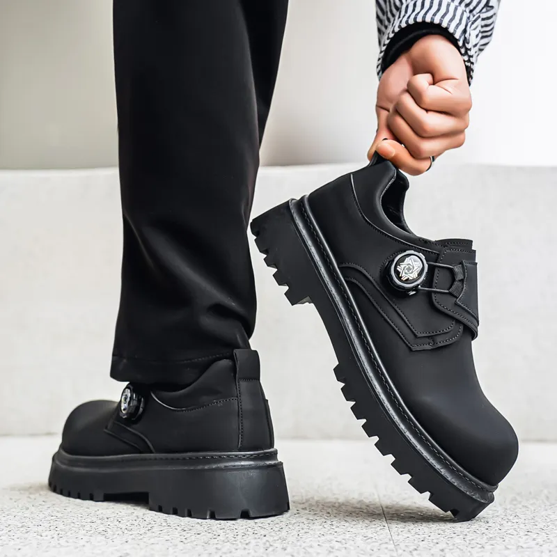 BINGO DUCK Height Increasing Low Top Casual Shoes Men's Black-6