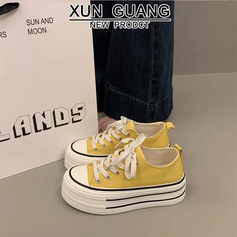 BINGO DUCK Slip Resistant Height Increasing Low Top Skateboard Shoes Women's-11