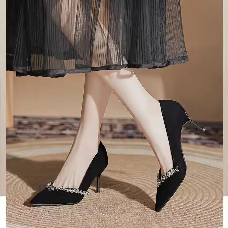 PARK DANCE Slim Heel High Heels Women's Black-3