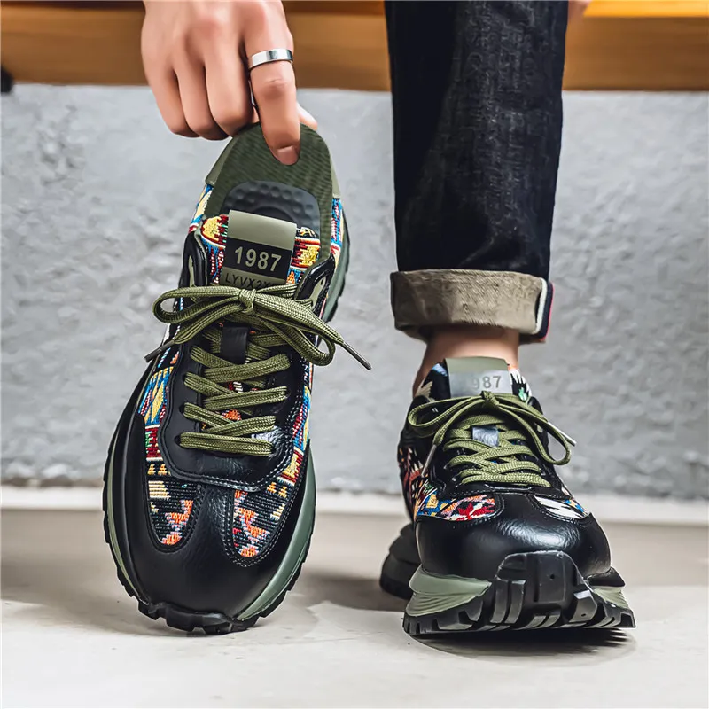BINGO DUCK Slip Resistant Low Top Chunky Sneakers Men's-10