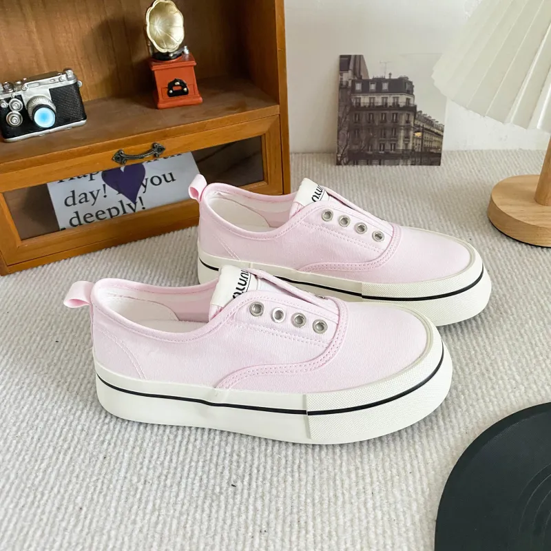 JimiXiong Canvas Shoes Women's Low Top Black/Ecru/Blue/Pink/Burberry Khaki-9