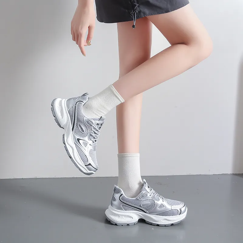 BINGO DUCK Slip Resistant, Height Increasing, And Breathable Low Top Chunky Sneakers Women's-21