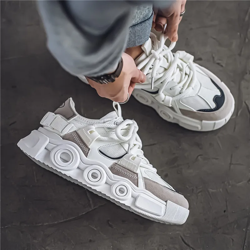 BINGO DUCK Breathable Height Increase Low Top Chunky Sneakers Men's-3
