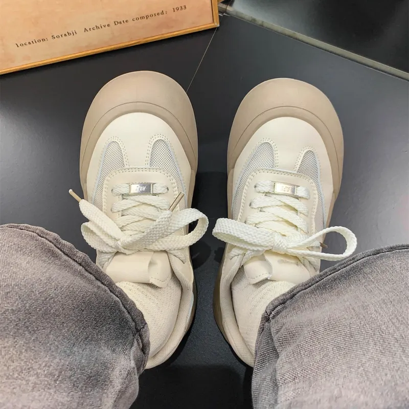 BINGO DUCK Slip Resistant Low Top Skateboard Shoes Women's Khaki-5