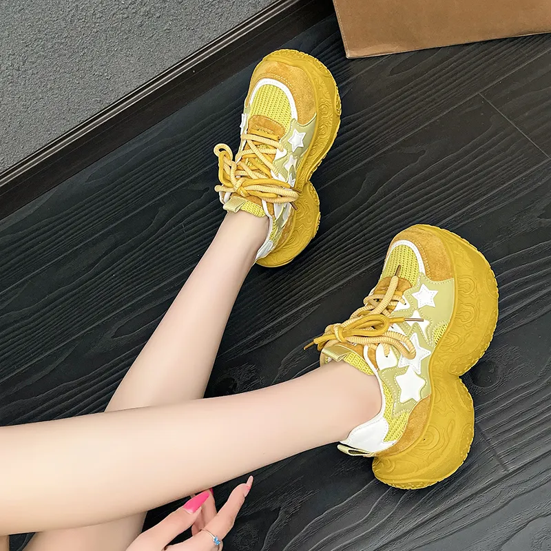 BINGO DUCK Cushioning Slip Resistant Height Increasing Low Top Chunky Sneakers Women's-6