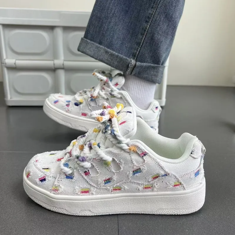 BINGO DUCK Skateboard Shoes Women's White-9