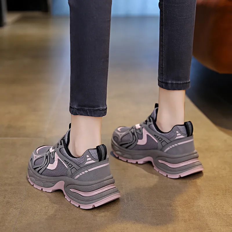 BINGO DUCK Shock Absorbers Slip Resistant Breathable Low Top Chunky Sneakers Women's-9