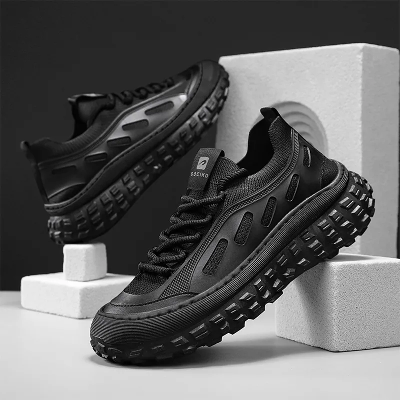 BINGO DUCK Slip Resistant And Breathable Low Top Skateboard Shoes Men's Black-1