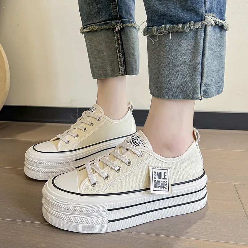BINGO DUCK Slip Resistant Height Increasing Low Top Canvas Shoes Women's-5