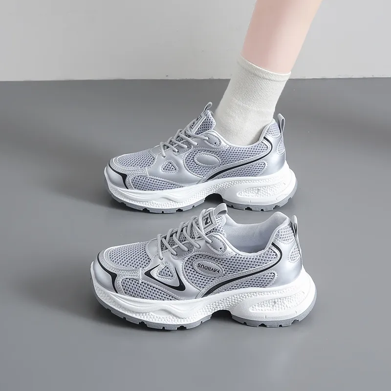 BINGO DUCK Slip Resistant, Height Increasing, And Breathable Low Top Chunky Sneakers Women's-10