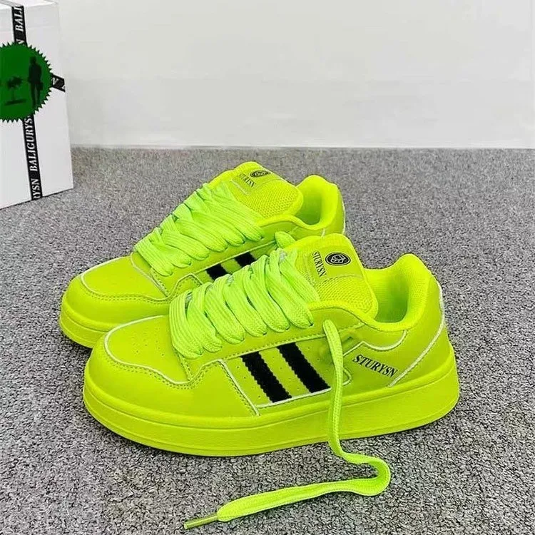 JimiXiong Low Top Skateboard Shoes Women's Neon Green-0