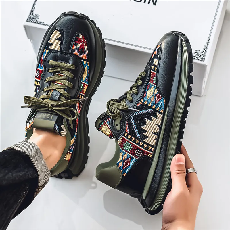 BINGO DUCK Slip Resistant Low Top Chunky Sneakers Men's-9