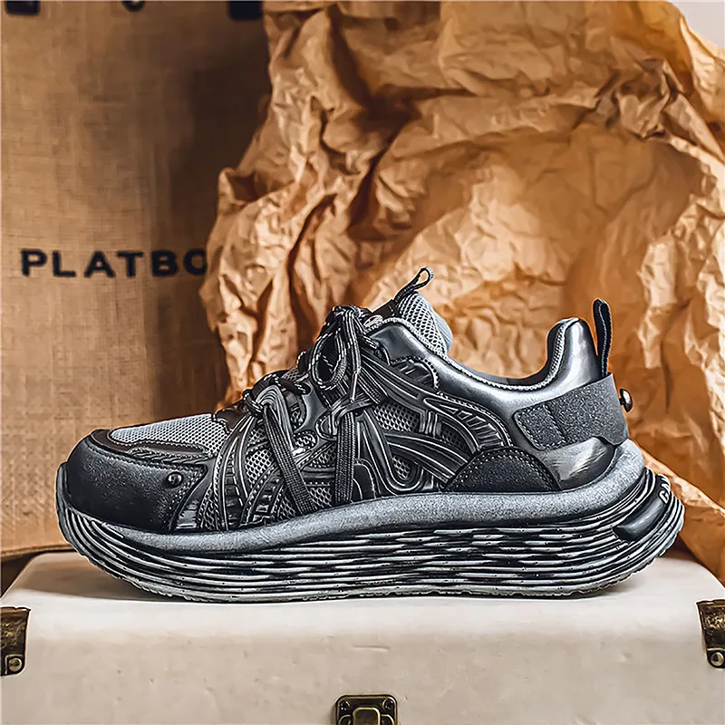 Yi Jiabao Anti Slip Wear Resistant Low Top Chunky Sneakers Men's-13