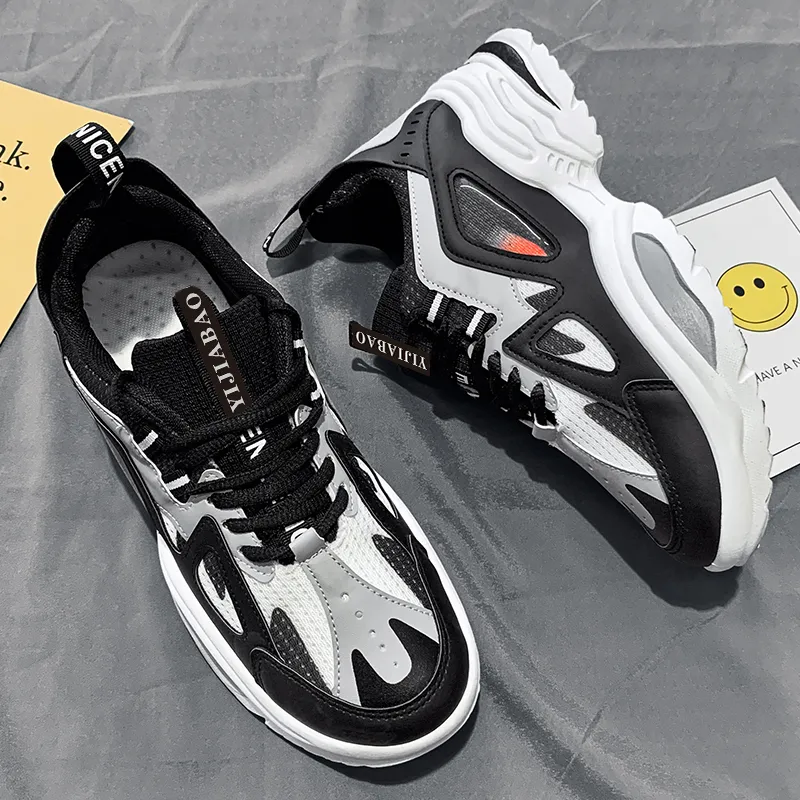 Yi Jiabao Shock Absorbers Slip Resistant Breathable Low Top Chunky Sneakers Men's-3
