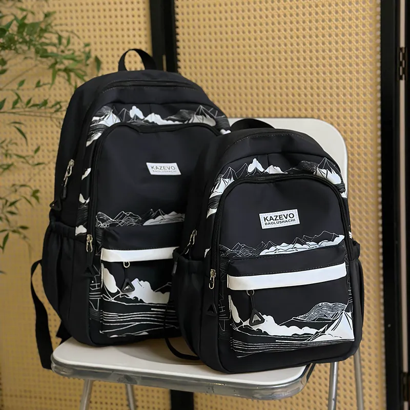 Alcohol Dragon Polyester Backpack Unisex White/Black-10