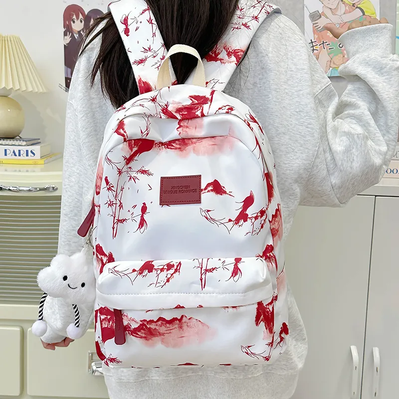 Alcohol Dragon Nylon Backpack Unisex Multicolor-1