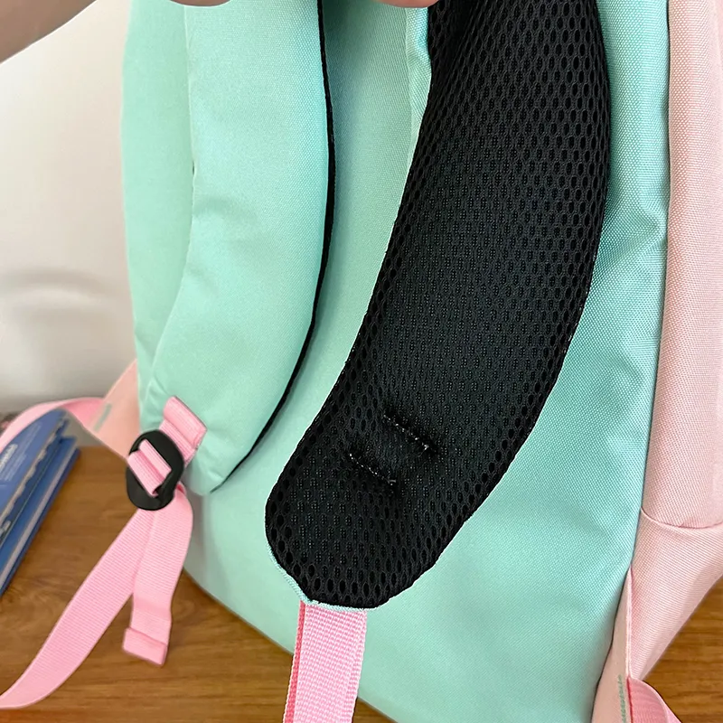 Alcohol Dragon Nylon Backpack Unisex Pink/Ecru/Purple Black-3