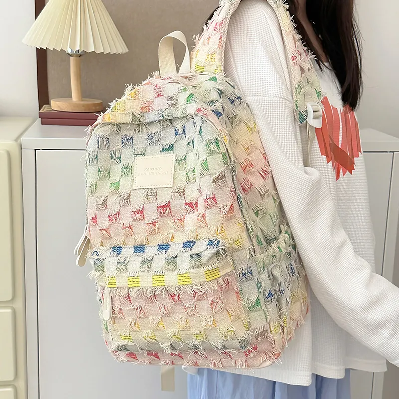 Alcohol Dragon Nylon Backpack Regular Women's Rectangular Block/Checkerboard/Stars-13