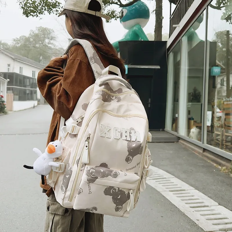 Alcohol Dragon Nylon Backpack Unisex Multicolor-7