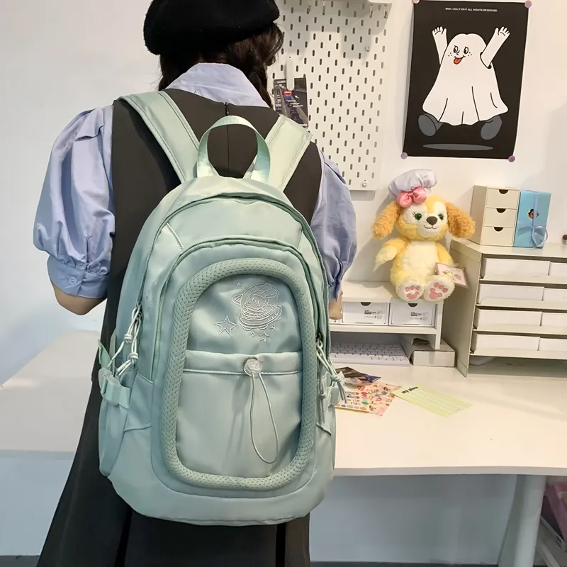 Alcohol Dragon Nylon Backpack Regular Women's White/Pink/Green/Purple-13