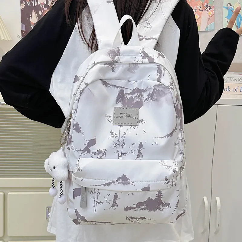 Alcohol Dragon Nylon Backpack Unisex Multicolor-10