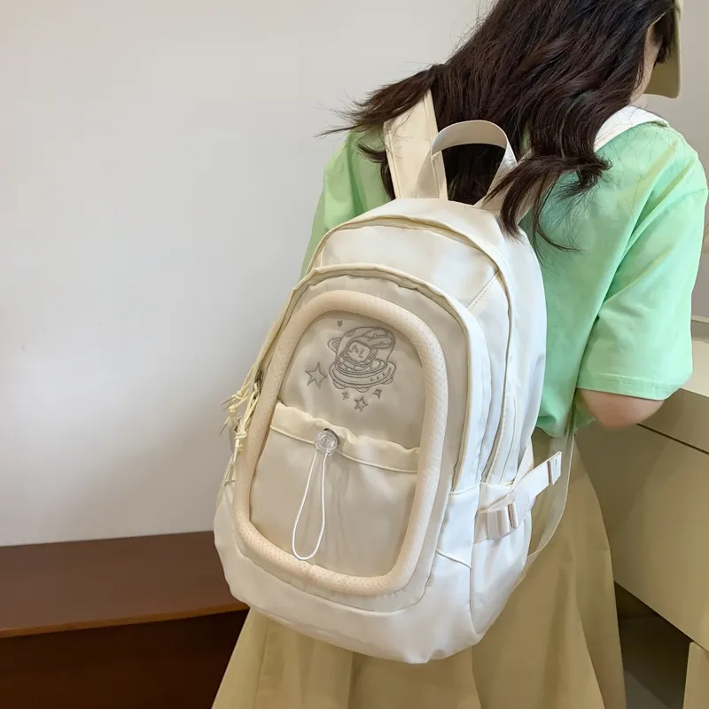 Alcohol Dragon Nylon Backpack Regular Women's White/Pink/Green/Purple-3