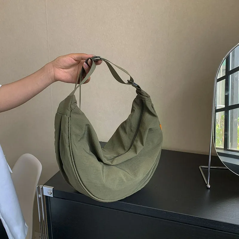 Alcohol Dragon Fabric Dumpling Bag Shoulder Bag Regular Unisex Green/Orange/Dark Blue/Light Blue/Black/Ecru-1