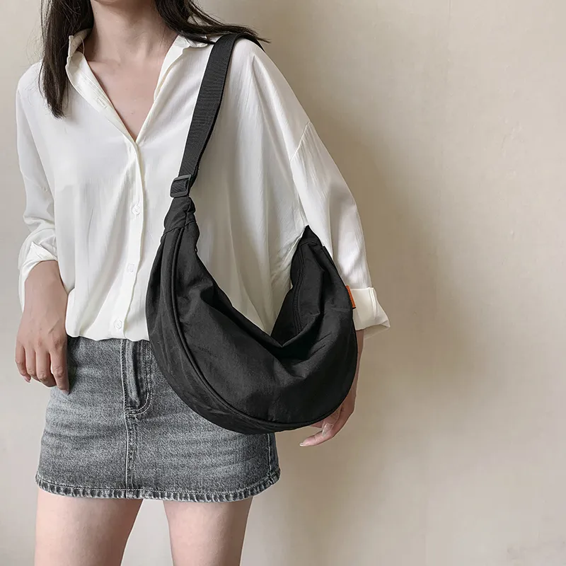 Alcohol Dragon Fabric Dumpling Bag Shoulder Bag Regular Unisex Green/Orange/Dark Blue/Light Blue/Black/Ecru-41