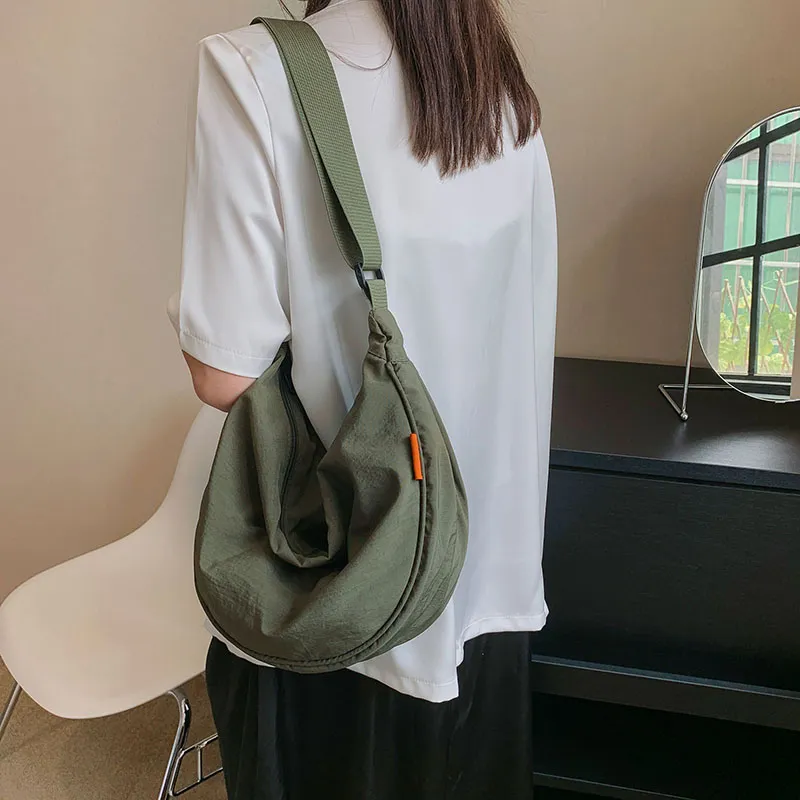 Alcohol Dragon Fabric Dumpling Bag Shoulder Bag Regular Unisex Green/Orange/Dark Blue/Light Blue/Black/Ecru-8
