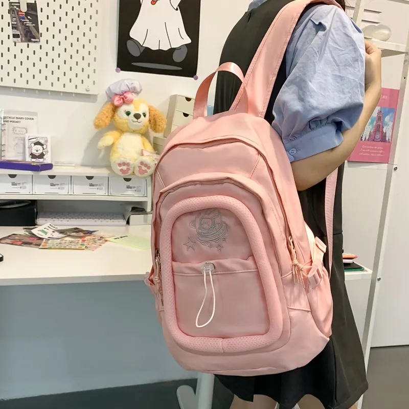 Alcohol Dragon Nylon Backpack Regular Women's White/Pink/Green/Purple-9