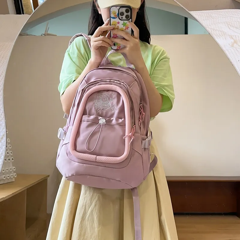 Alcohol Dragon Nylon Backpack Regular Women's White/Pink/Green/Purple-16