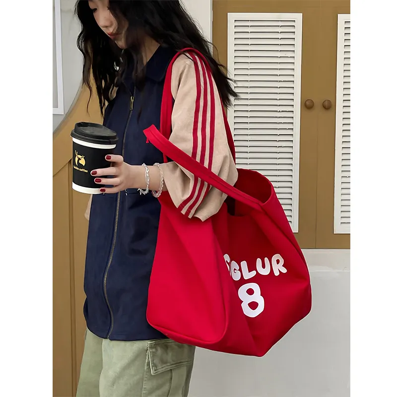HCXK Canvas Bag, Shoulder Bag Regular Women's Pink/Blue/Yellow/Black/Red/Khaki-38