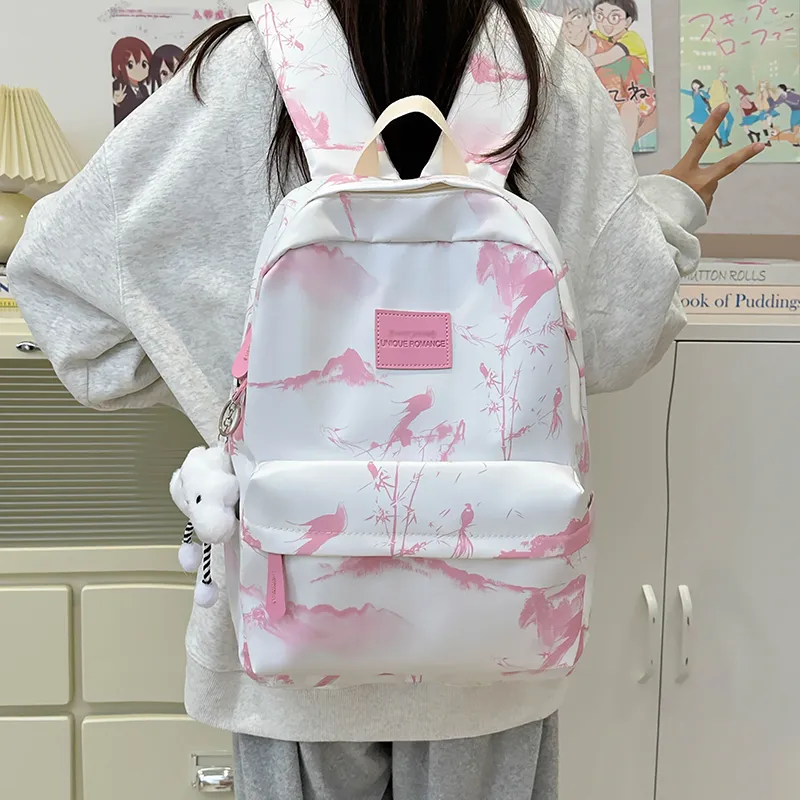 Alcohol Dragon Nylon Backpack Unisex Multicolor-16