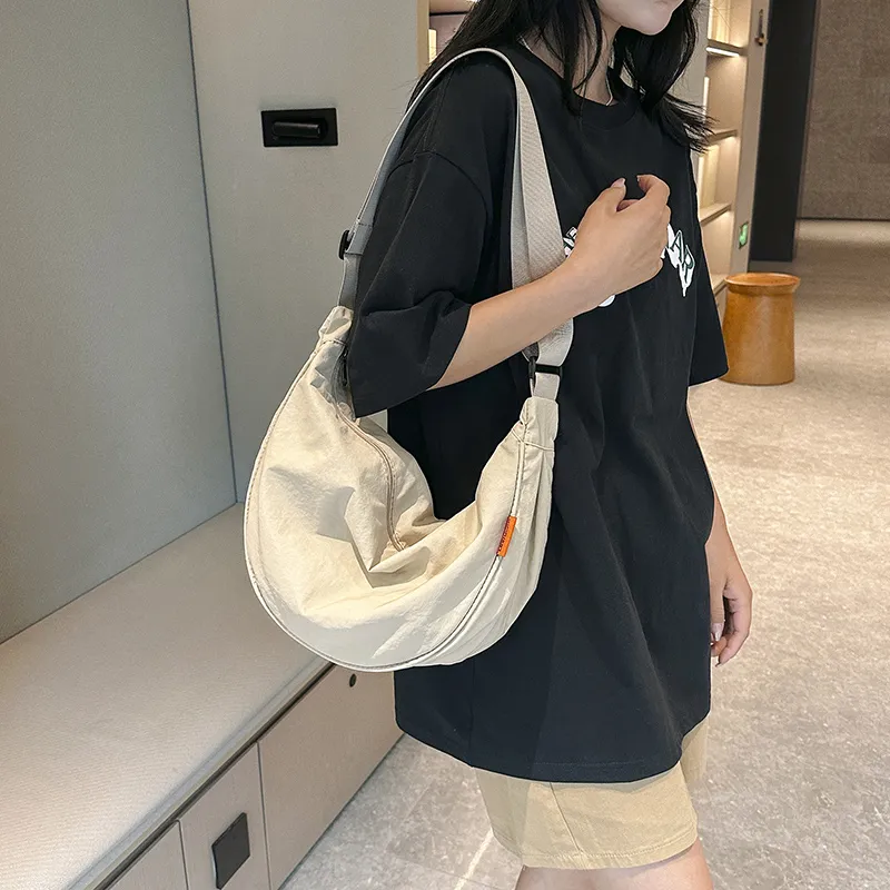 Alcohol Dragon Fabric Dumpling Bag Shoulder Bag Regular Unisex Green/Orange/Dark Blue/Light Blue/Black/Ecru-57