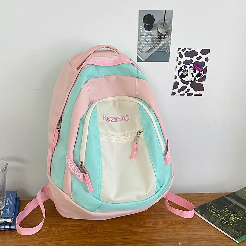 Alcohol Dragon Nylon Backpack Unisex Pink/Ecru/Purple Black-5