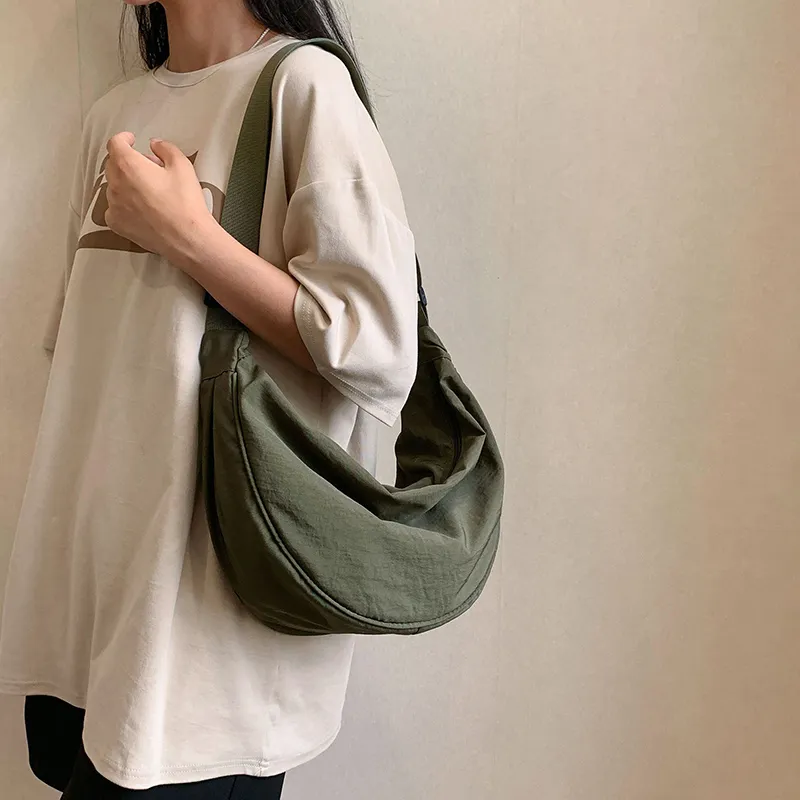 Alcohol Dragon Fabric Dumpling Bag Shoulder Bag Regular Unisex Green/Orange/Dark Blue/Light Blue/Black/Ecru-12