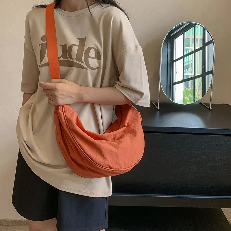 Alcohol Dragon Fabric Dumpling Bag Shoulder Bag Regular Unisex Green/Orange/Dark Blue/Light Blue/Black/Ecru-29
