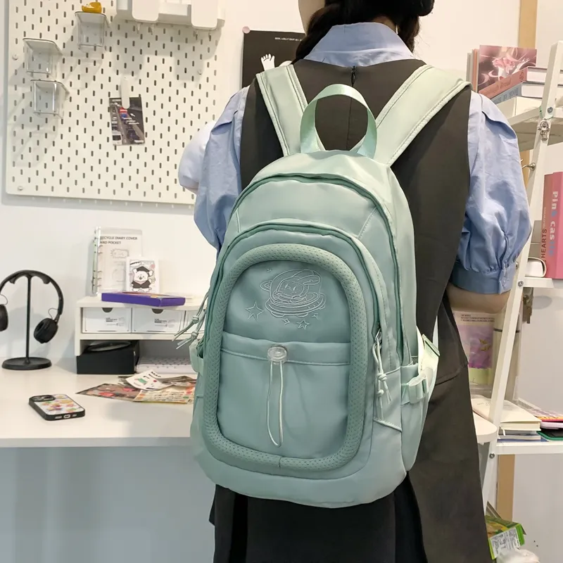 Alcohol Dragon Nylon Backpack Regular Women's White/Pink/Green/Purple-14
