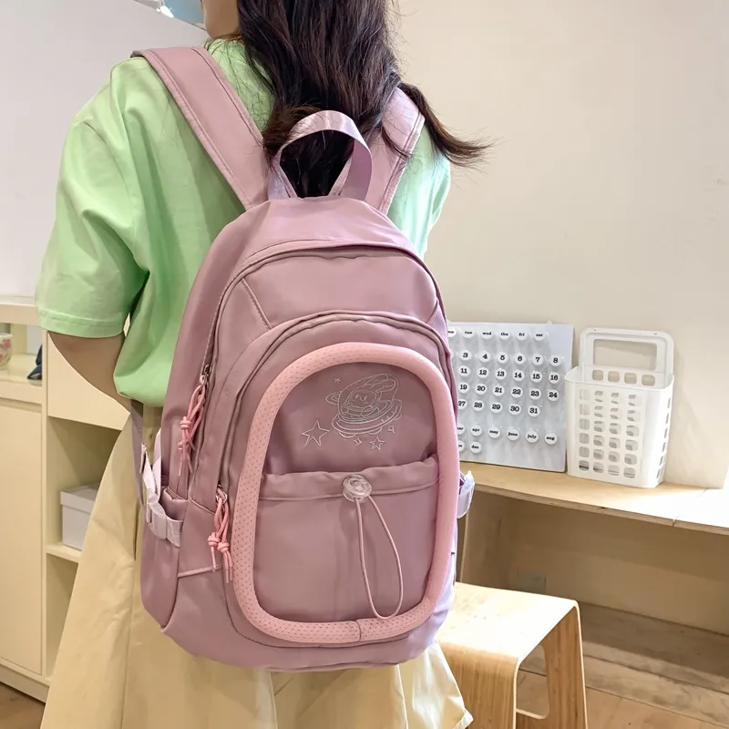 Alcohol Dragon Nylon Backpack Regular Women's White/Pink/Green/Purple-20